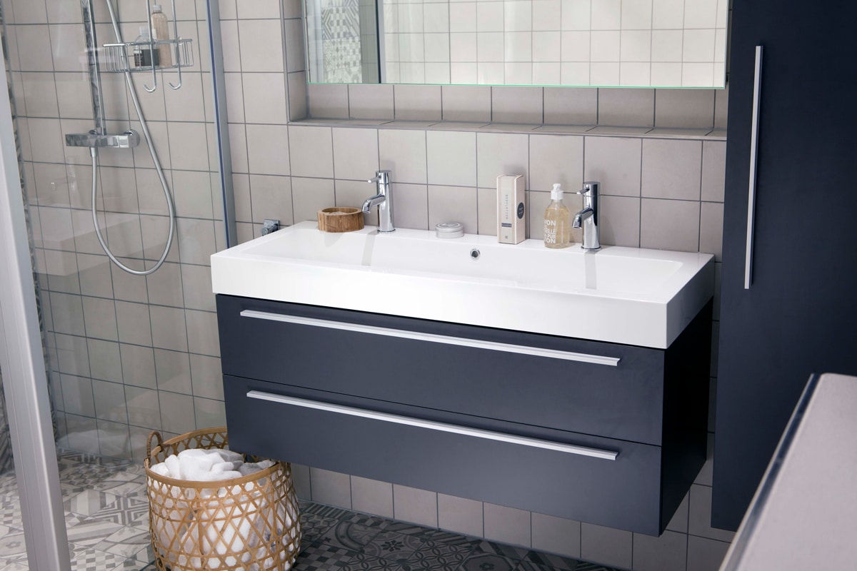 Badkamer met trendy tegels